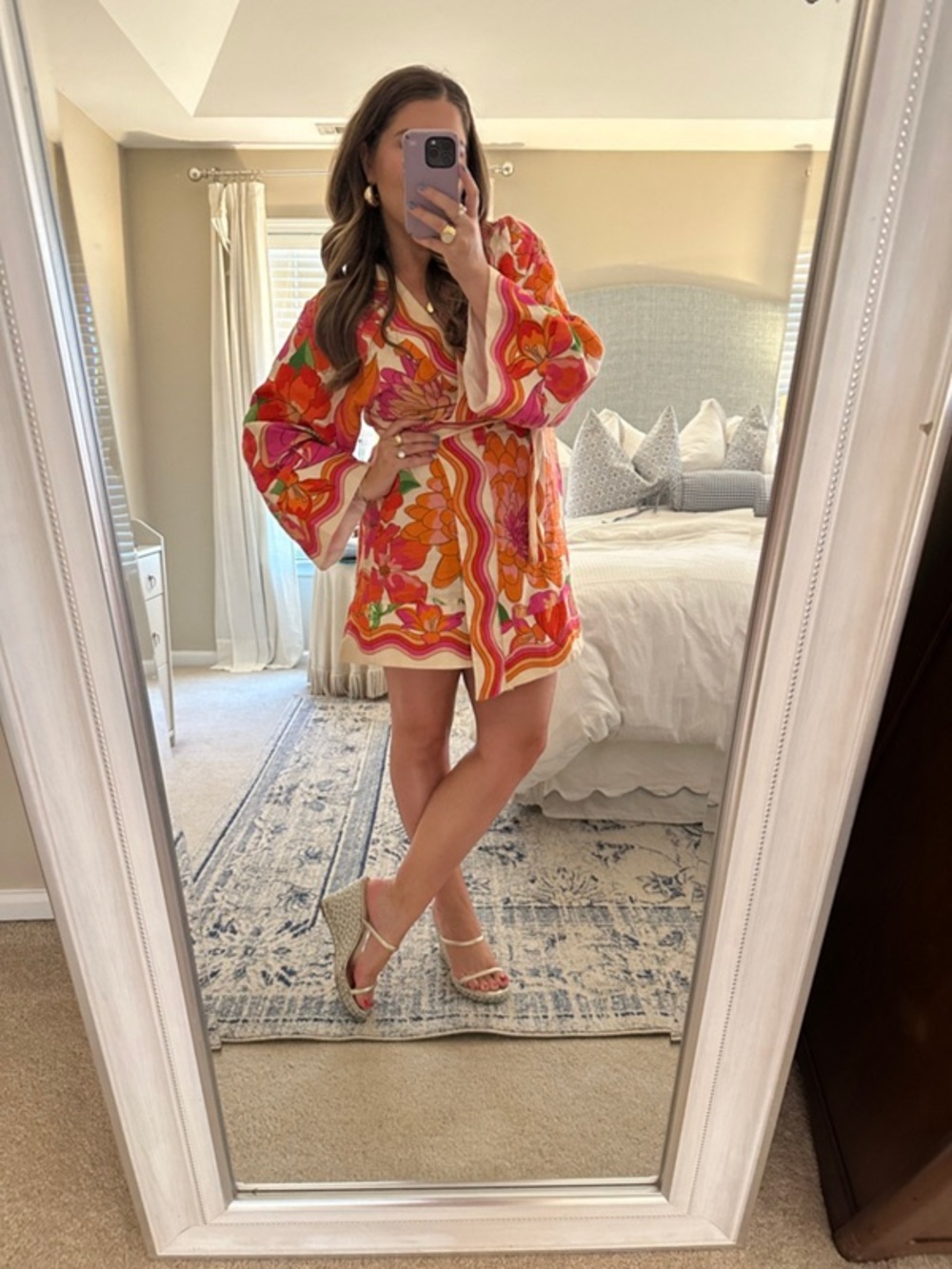 FARM Rio Pink Orange Floral Mini Dress - Picture 8 of 12